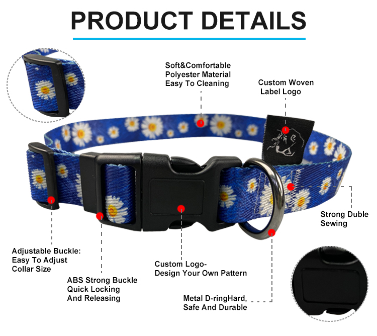 Small Medium Large Classic Dog Collar With Quick Release Buckle