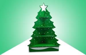 Quality Green Christmas Tree Cardboard Pallet Display For Promoting Toys , Eye Catching Design wholesale
