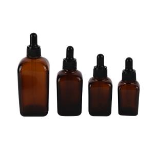 Quality Thick Square Amber Glass Dropper Bottle 5ml 10ml 15ml 20ml 30ml 50ml 100ml wholesale