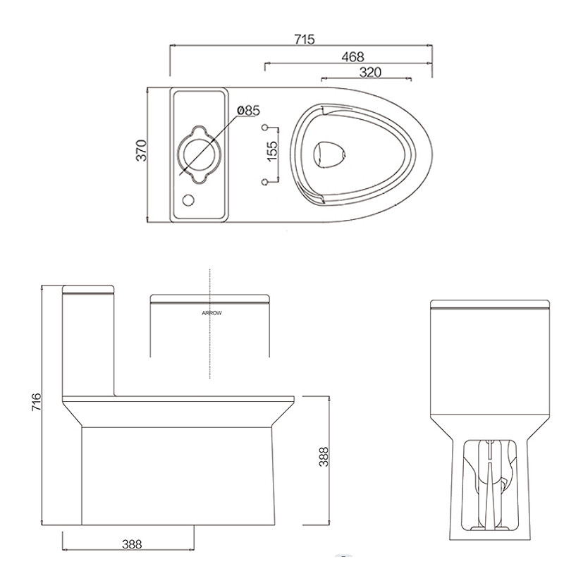 ISO9001 One Piece Toilets Siphon Flush Chair Height Elongated Toilet With Seat Soft Closed