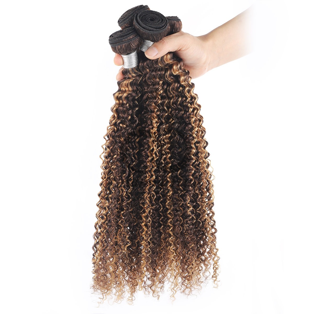 #P4/27 Kinky Curly Remy Human Hair Bundles Sew In Weave Bundles Brazilian Bundle Deals