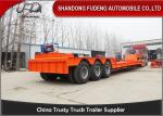 Detachable Gooseneck Lowboy Semi Trailer , Three Axle Low Bed Truck Trailer