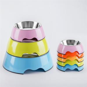 Quality Round 14cm Rubber Bottom Dog Bowl Silicone 4.5cm Stainless Steel wholesale