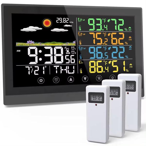 Digital Weather Station with 3 Sensor In/outdoor Temperature Humidity Weather