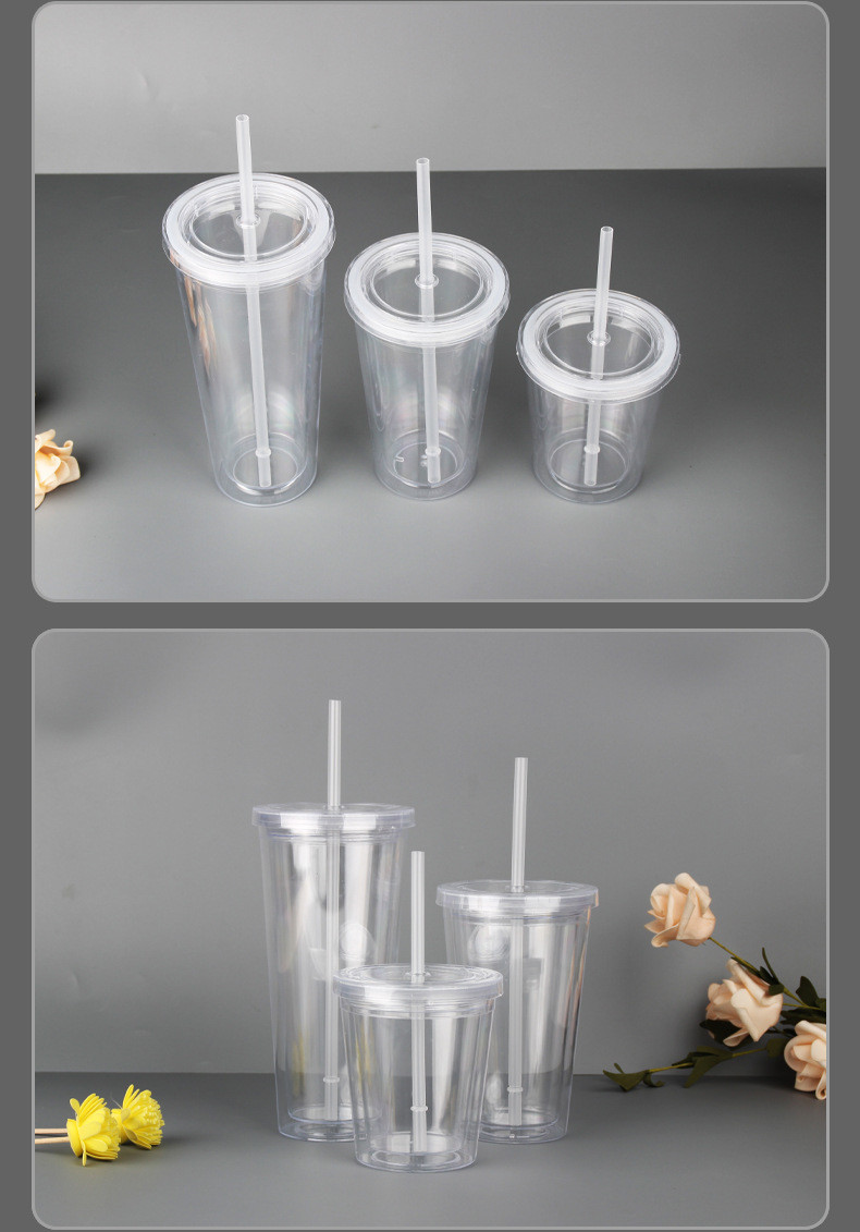 Double Wall Reusable Plastic Acrylic Water Bottle Clear For Parties Birthdays