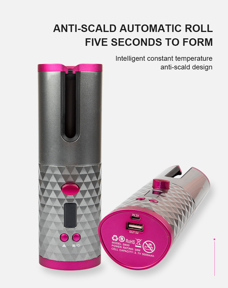 LCD Display Ceramic Rotating Curling Iron 34W Salon Quality Flat Iron