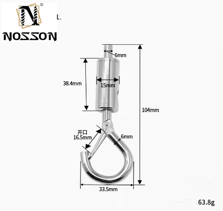 Metric Measurement System Zinc Finish Ceiling Hang Buckle with J-Iron Nickel-Plated Steel Wire and Thread Security Hook