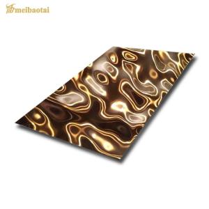 Quality SS304 201 Pvd Color Coating Mirror Water Ripple Sheet Decorative Wall wholesale