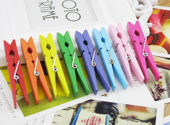 Natural Wood Color Solid Wooden Clothpins Clips Pegs with Animal Fruit Christmas 25 X 3mm