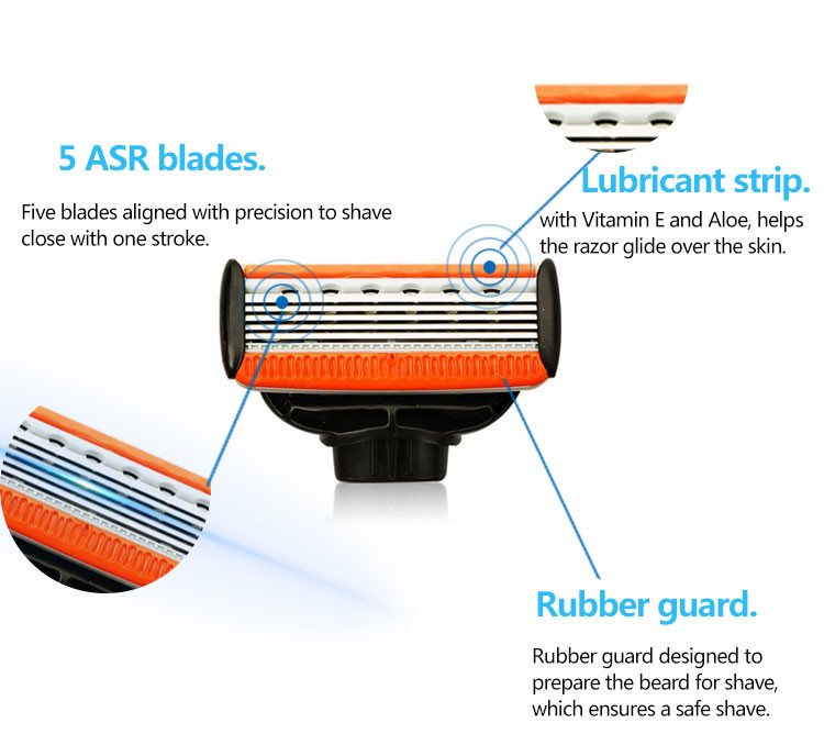 Private Label 3-5Blades Manual Best 5 Five Blade Cartridge System Razors for Men