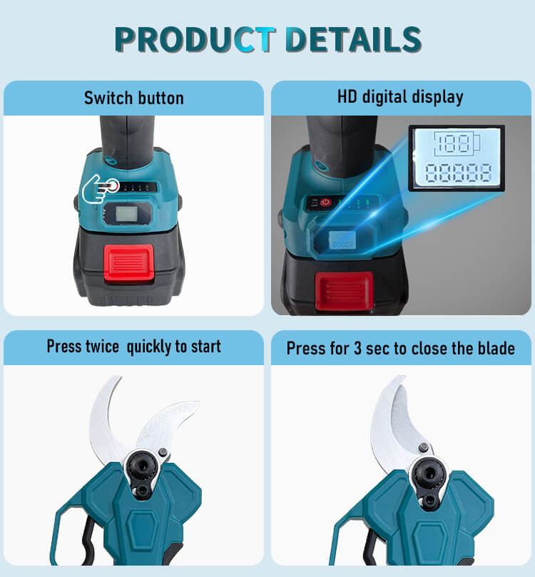 Garden 20v Li-Ion Lithium Battery Powered 30mm Rechargeable Electric Pruning Shears Scissors Cordless Pruner 40mm