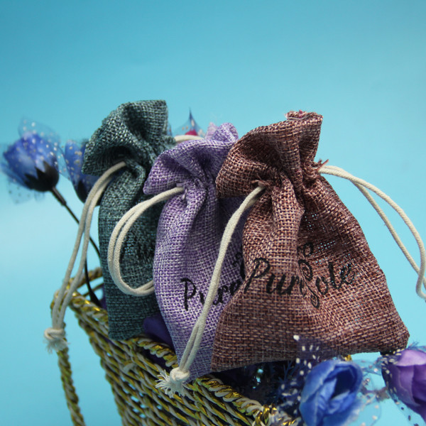 Custom Hanging Gift Jute Drawstring Bag Portable For Jewelry Travel / Storage