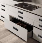 Melamine Board Glossy Black Handles Luxury Modern Kitchen Cabinets for Apartment