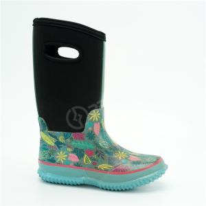 Quality Anti Slip 35EU Neoprene Waterproof Rain Boots With Leaf Printed wholesale