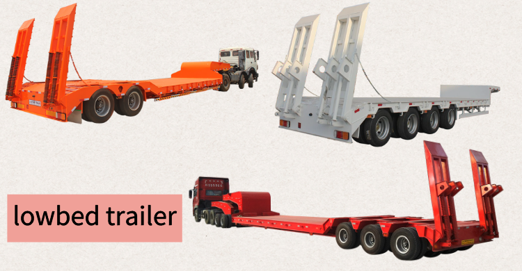 Heavy Load Gooseneck Lowboy Semi Trailer for Excavator Transport 3 Axles 4 Axles 12m 15m