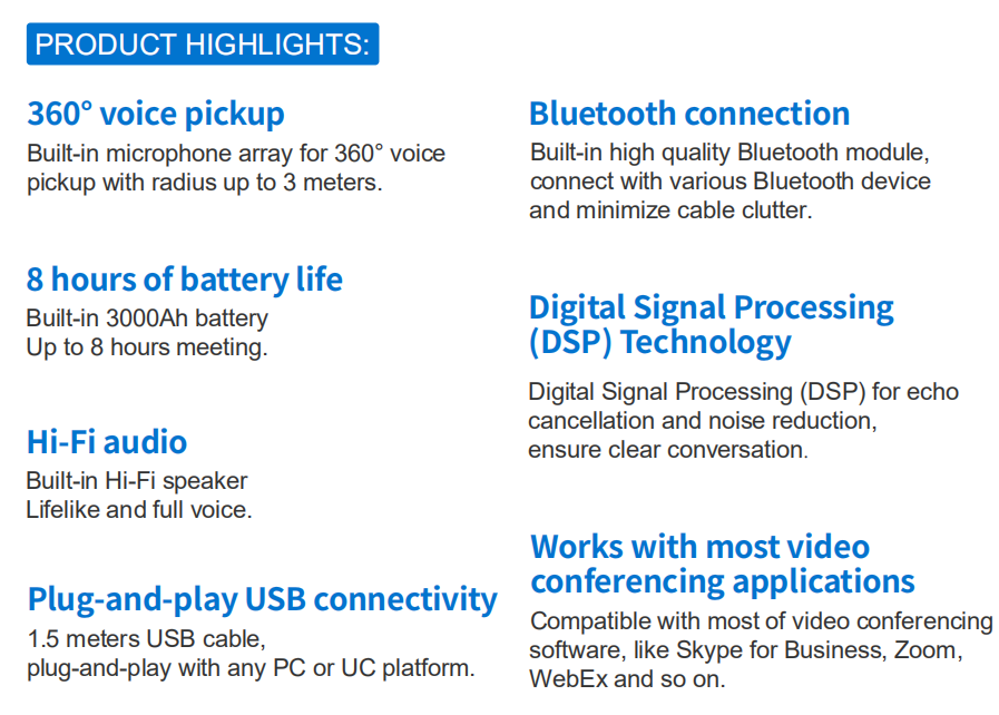 Online Meeting Portable usb&wireless omnidirectional microphone for meeting room conference system equipment