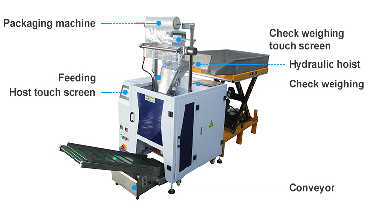 Auto Check Weight Bulk Plastic Bag Semi-filling Plastic Products Measure Weighing Packaging Machine
