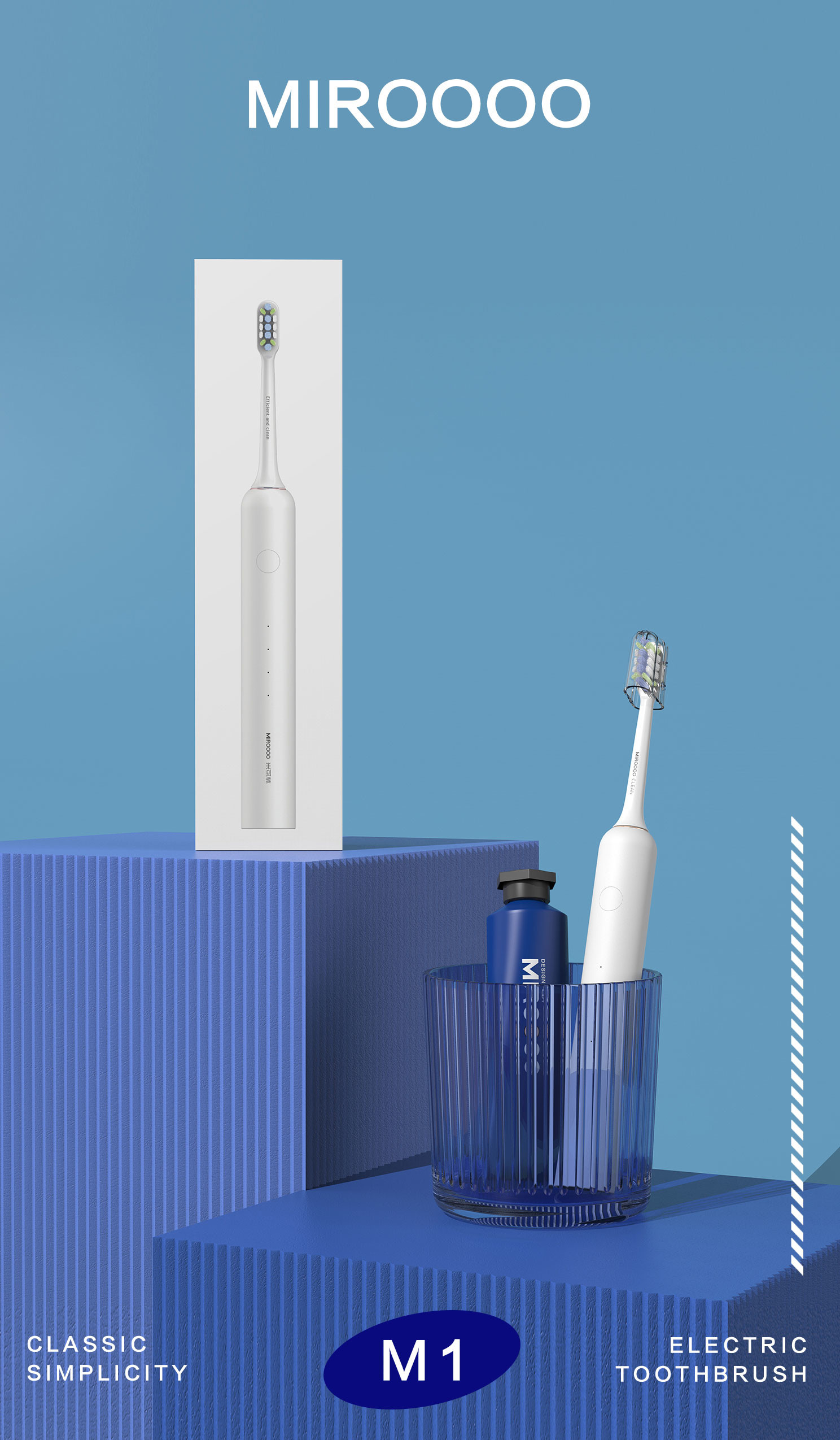 4 Modes Rechargeable Electric Toothbrush Powerful Sonic Cleaning IPX7 Waterproof