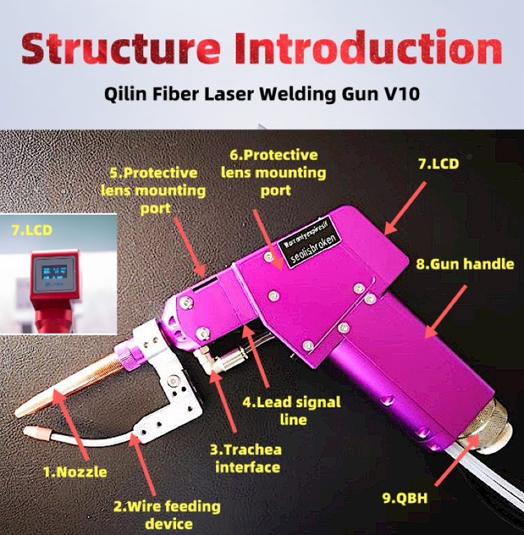 Qilin V10 Hand held Fiber Laser Welding Gun Soldering Cutting Iron Machine Parts