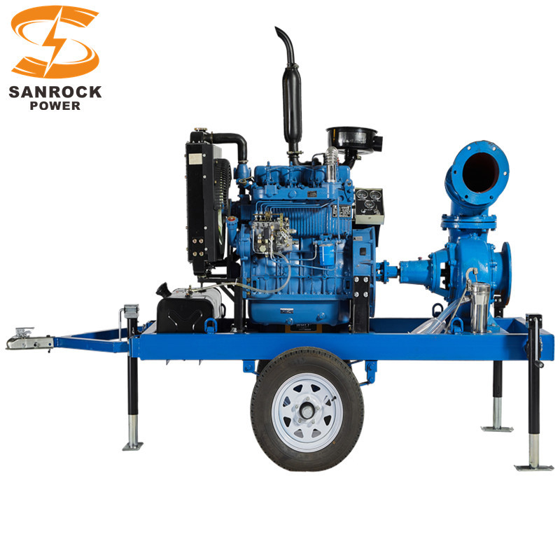 Efficient 2 Wheeled High Pressure Water Pump Agricultural Irrigation Diesel Water Pump
