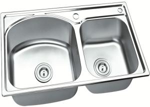 Quality Brushed Stainless Steel Sink Bowl / Double Undermount Sink 750 X 400 MM X 150 MM Deep wholesale