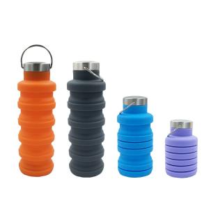 Quality Reuseable Collapsible Water Bottle BPA Free Silicone Foldable Water Bottles For Travel Gym Camping Hiking wholesale