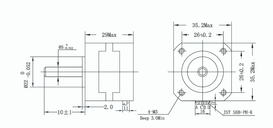 35BYGX200A High Torque Mini Hybrid Stepper Motor Nema 13 4.2OHMS