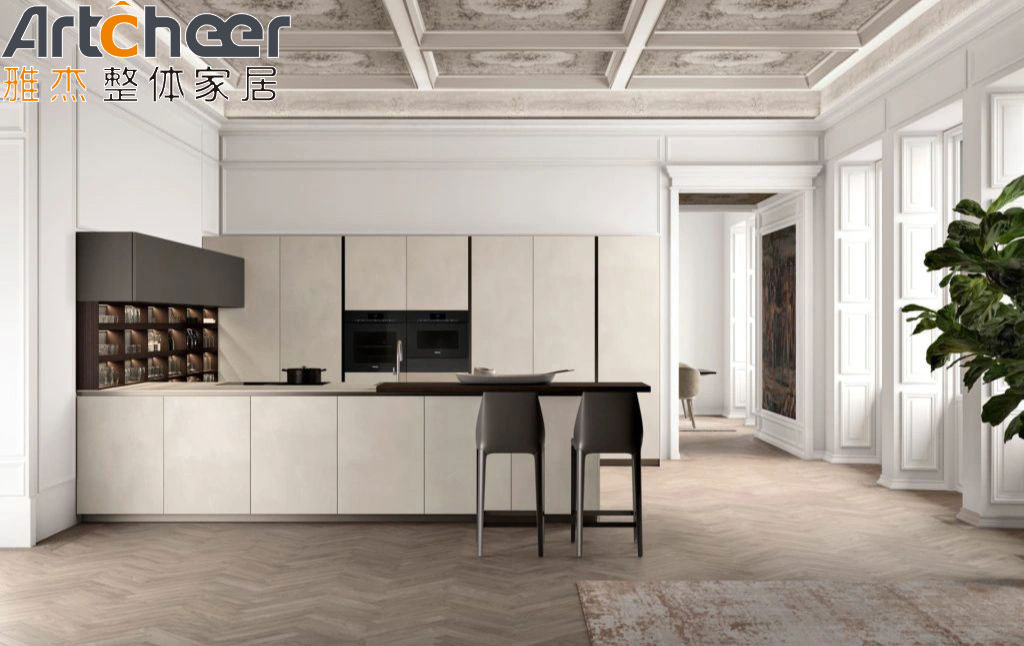 High Gloss Lacquer Wood Door Kitchen Cabinet U Shape Design With Durable Plywood Carcase Material