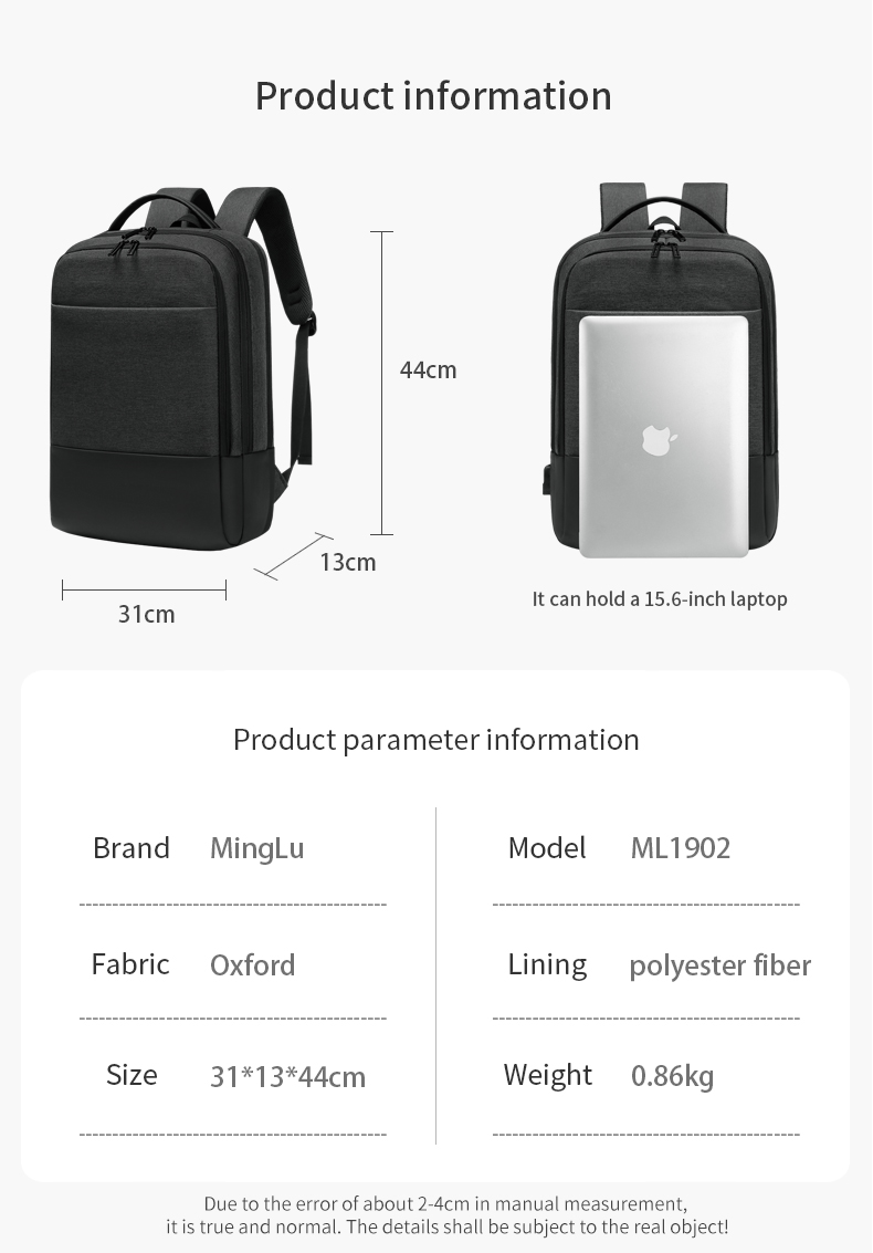 Factory wholesale waterproof USB Charging bagpack Notebook Laptop Back pack leisure travel USB Backpack bag school backpack