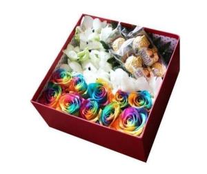 Quality Customized Red Cardboard Flower Box Square Shape Large Capacity wholesale