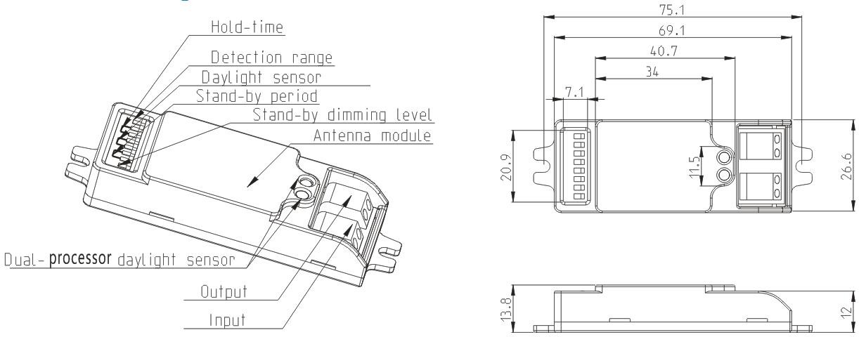 8 ~ 30V DC input Microwave Sensor Module DIM Solution For Solar System