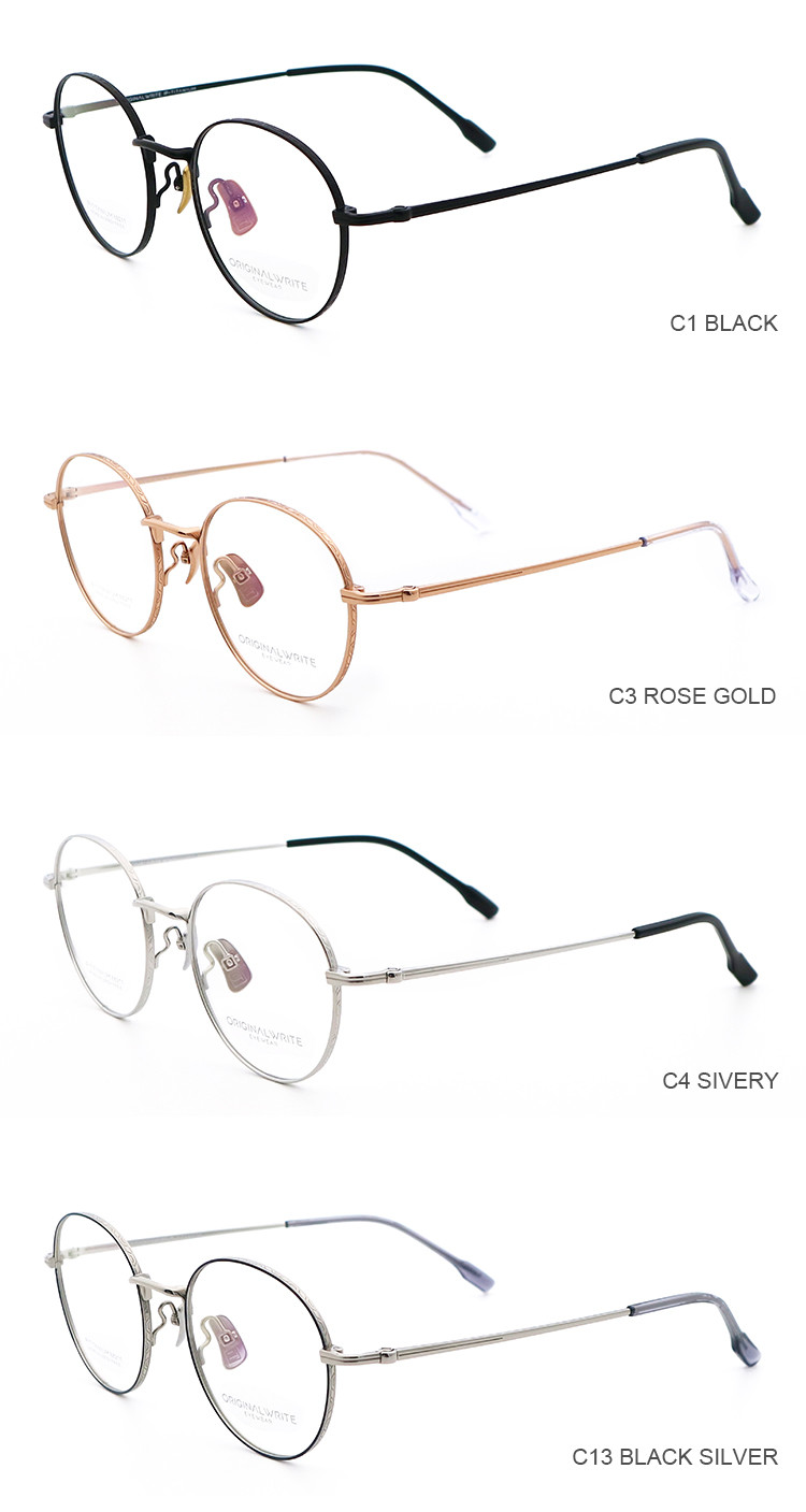 Round Optical Frames Pure Titanium Frame Glasses Elasticity 88211