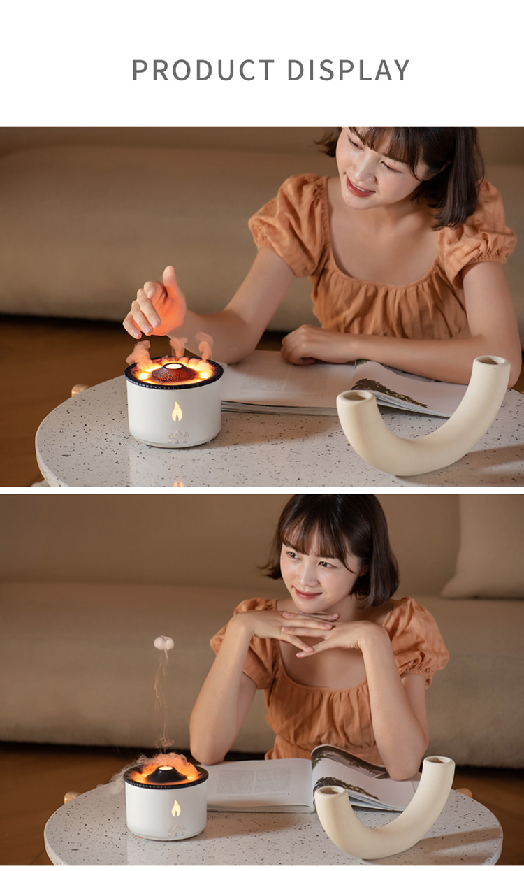 1 Sample Ok Volcano Flame Humidifier Led Color Flame Effect Ultrasonic Aroma Oil Diffuser For Hotel Home Dropshipping