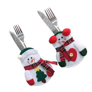 Quality Spoon Fork Elk Snowman Silverware Holders Holiday Home Decor wholesale