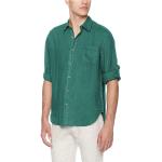 Solid Green Spread Collar Mens Casual Short Sleeve Shirts Yarn Dyed Fabric Slim