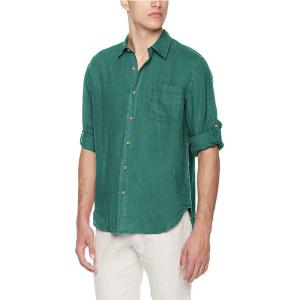 Quality Solid Green Spread Collar Mens Casual Short Sleeve Shirts Yarn Dyed Fabric Slim Fit wholesale