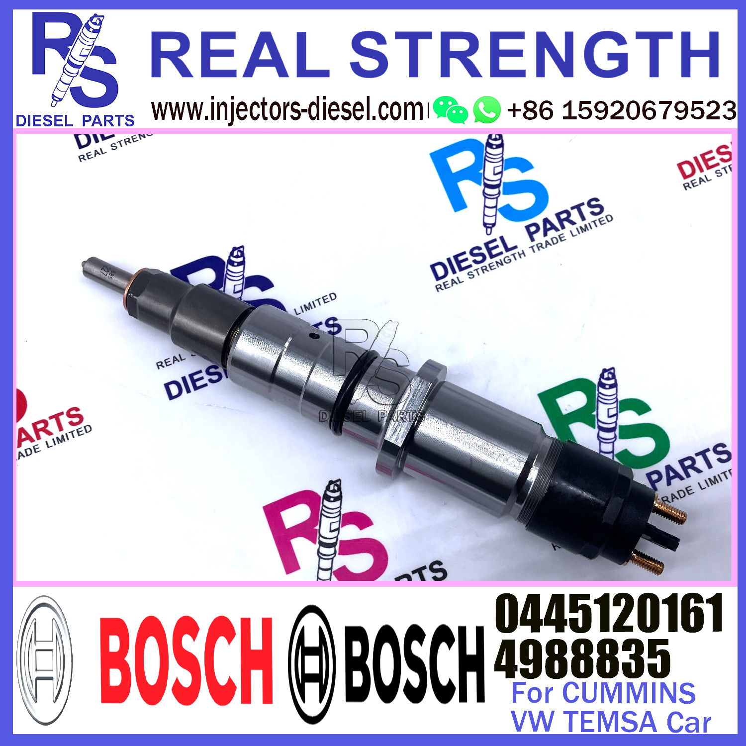 Genuine common rail injector 0445120161 0445120204 0445120267 For CUMMINS ISDE 4988835 5253221 5269194