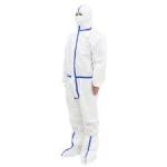 SMS White Protective Disposable Suit With Hood Suppliers Manufacturers
