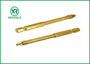 Quality Titanium Coated Glass Metric Masonry Drill Bits Gold Color Welded Process wholesale