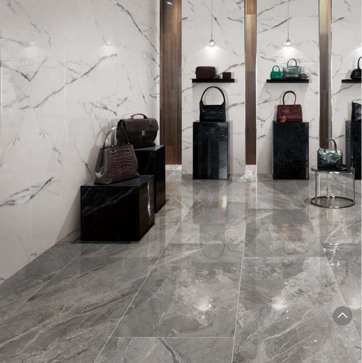 Abrasion Resistance Marble Look Ceramic Floor Tile Braccia Dark Grey 600*1200 Mm