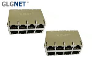 Quality LED Ethernet Stacked Magnetic RJ45 Jack Multiple Port 41.40x59.19x25.27mm Size wholesale