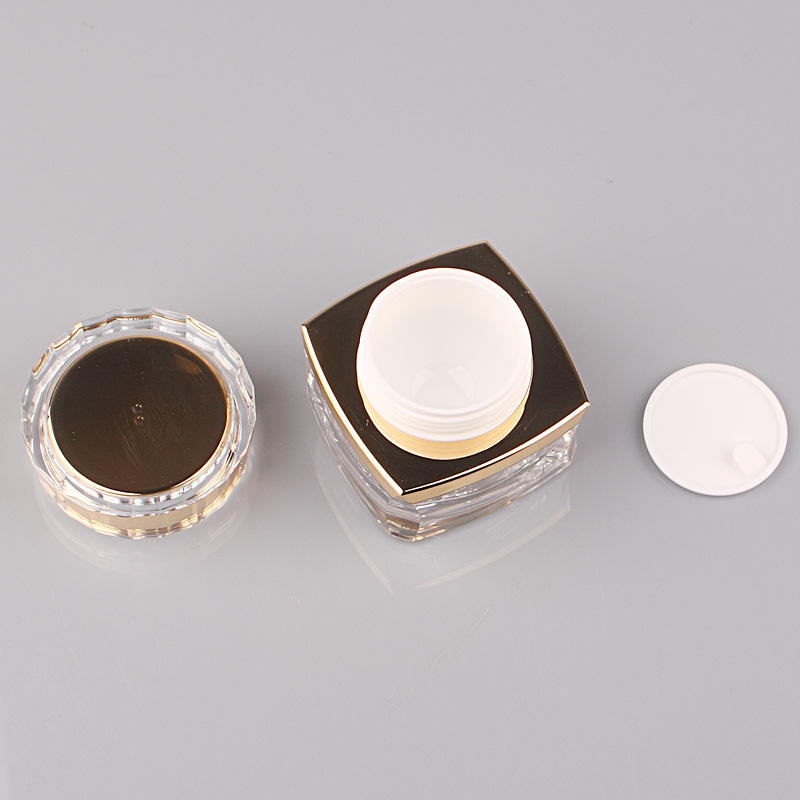 Yellow Round Acrylic Plastic Luxury Face Cream Cosmetic Packaging Containers 30g 50g