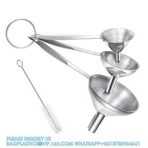 Quality Funnels For Filling Bottles, 3 Pcs Stainless Steel Kitchen Funnel Set With Long Handle, Food Grade Mini Metal Funnel wholesale