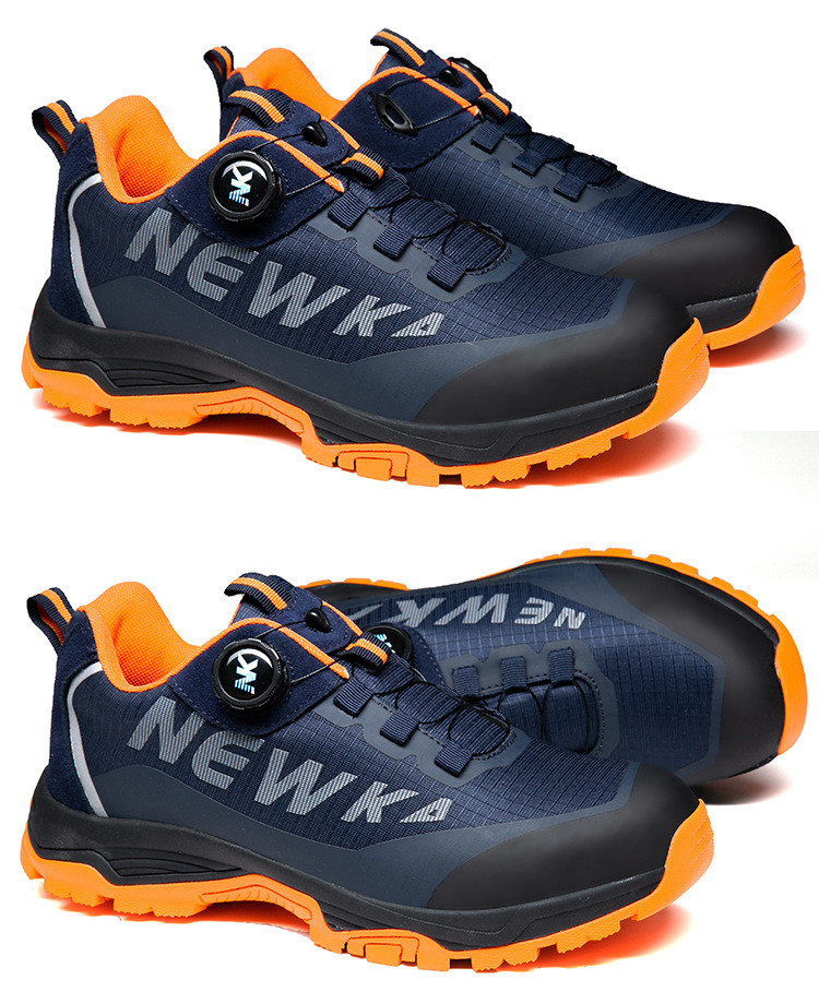 Kevlar Midsole BOA Rotating Button Work Shoes European Standard Steel Toe Anti Smashing MD Sole Safety Shoes