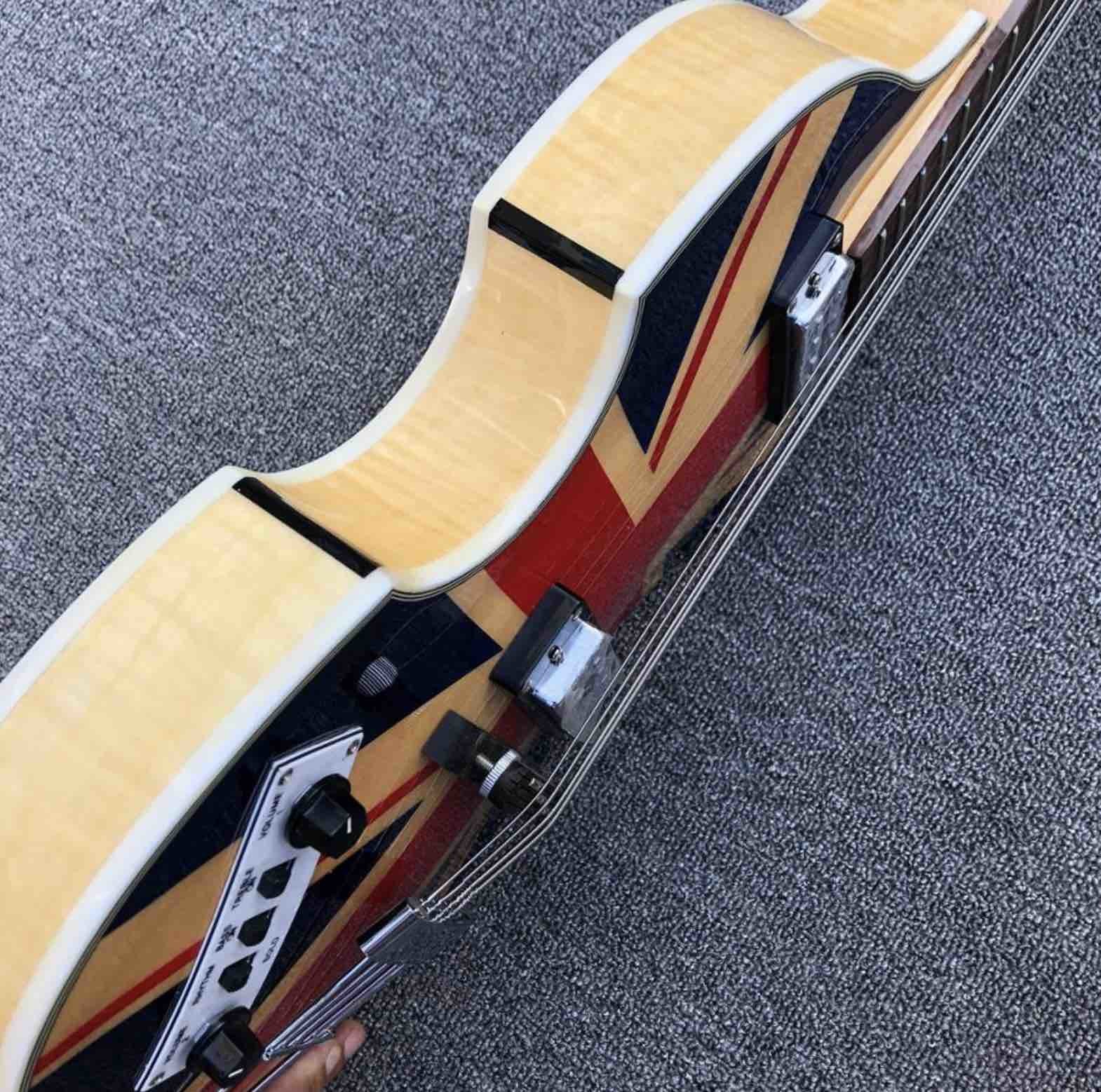 Custom British flag Hofner Violin 4 strings Electric bass guitar BB2 Icon Series Hofner Flame maple vintage CT bass