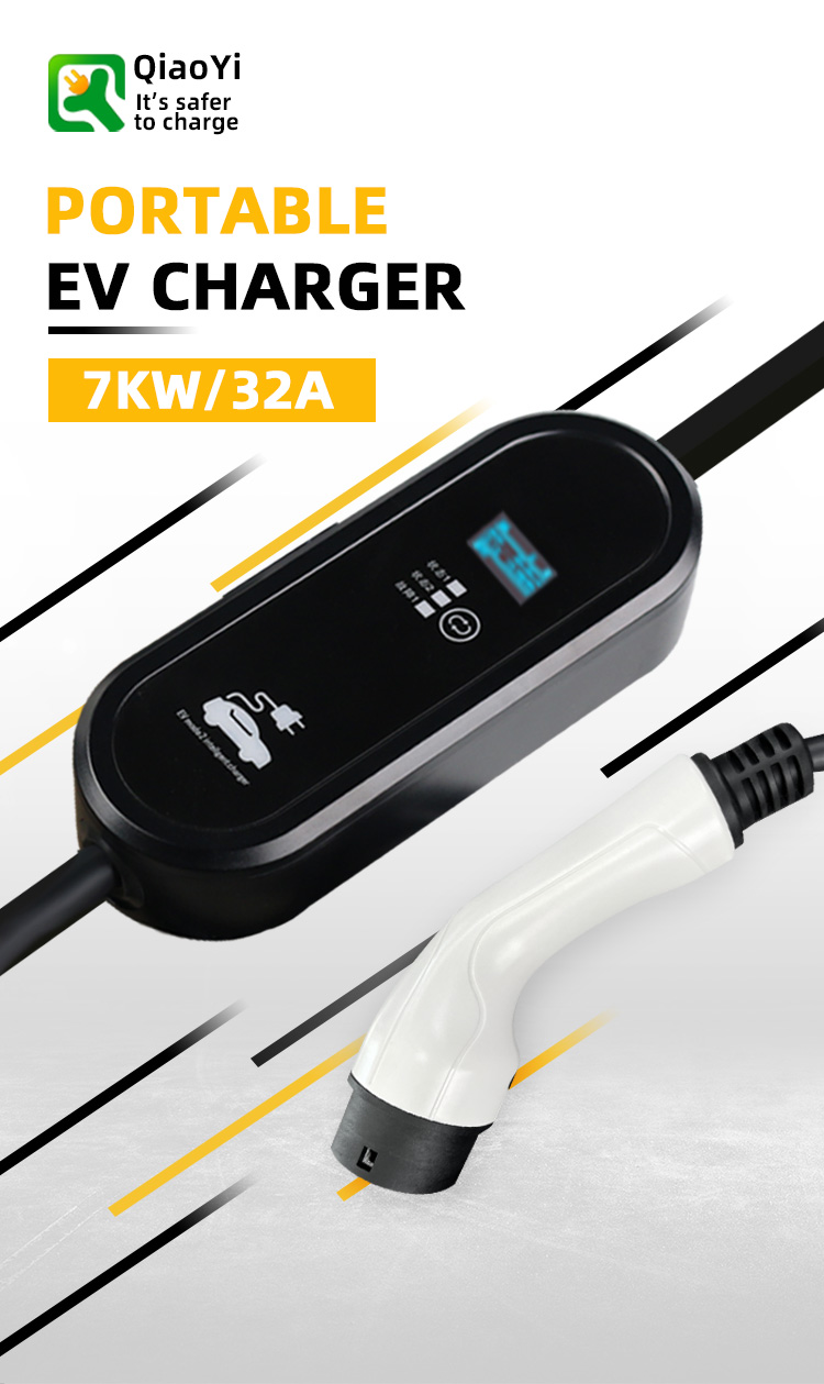 Condition Interface Charging Power Stations Portable 7KW Type 2 Electric Car Fast Charger with Adjustable 32A Max Current
