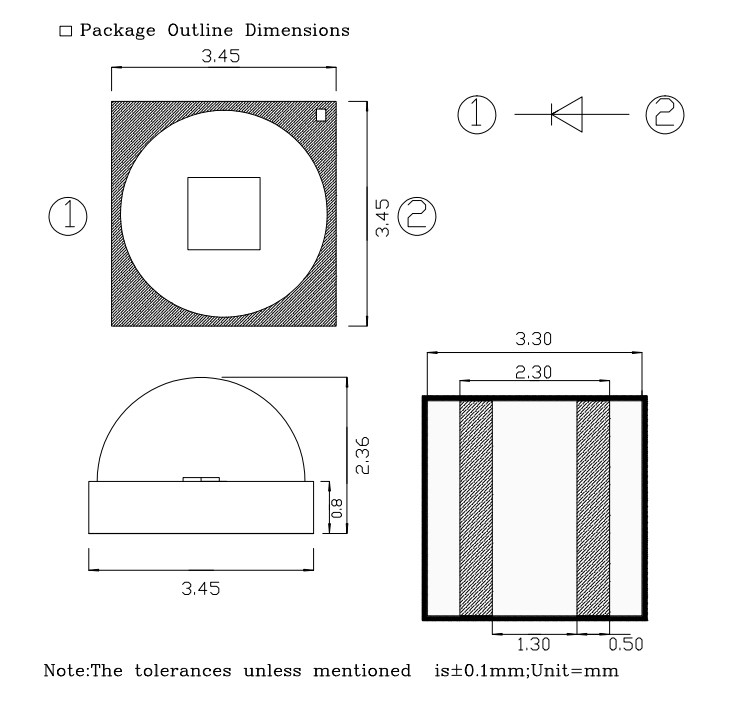 700mA 3535 SMD LED Full Spectrum , 365nm 650nm 850nm LED Chip Types