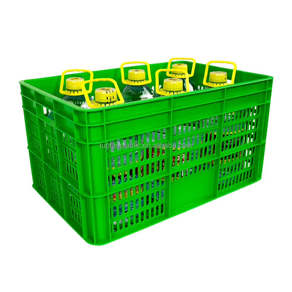 Customized Logo Harvest Food Storage Basket Plastic Stackable Mesh Crate for Turnover