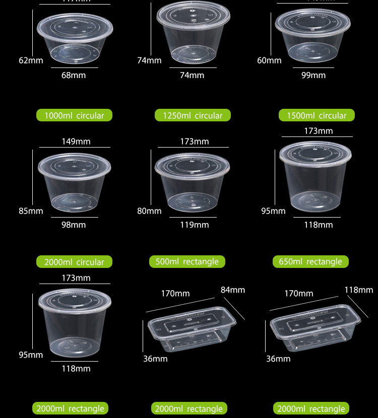 Leak Proof Plastic Food Storage Boxes Disposable Take Away Packaging