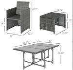 Rattan Wicker Dining Table Furniture Set Metal Lounge Lounger Ottoman Footrest